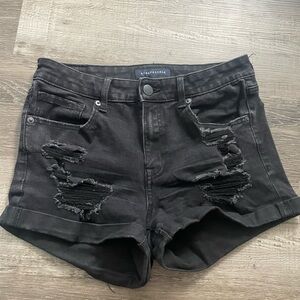 Aeropostale Black Ripped Jean Shorts